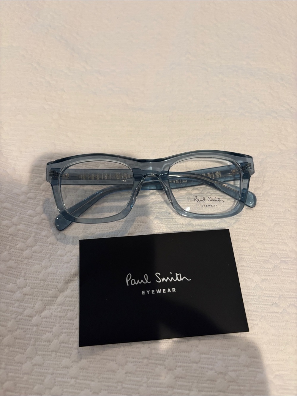 Paul Smith Light Blue Transparent Rectangle Eyeglasses
